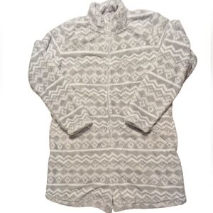 Aerie Gray and White Fleece One Piece Shorts Romper Size Large